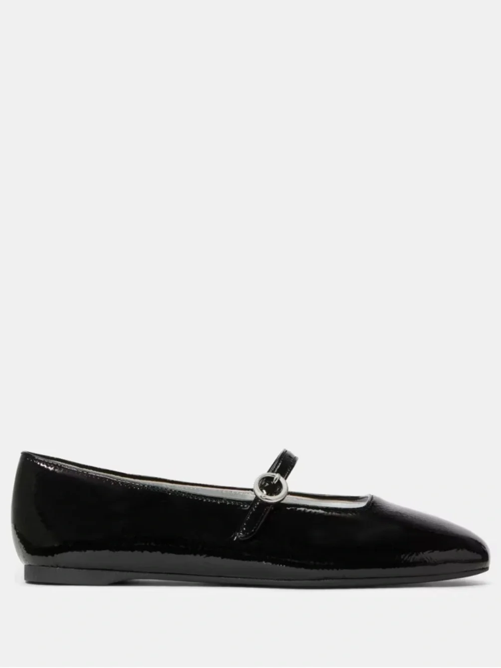 KATE SPADE HALO CRINKLE PATENT BLACK MARY JANE FLATS 5.5